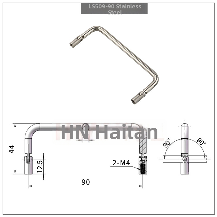 Drška za vrata ormara od nehrđajućeg čelika LS509, U‑oblik sklopiva s obje strane, unutarnji navoj 90°, kromirana