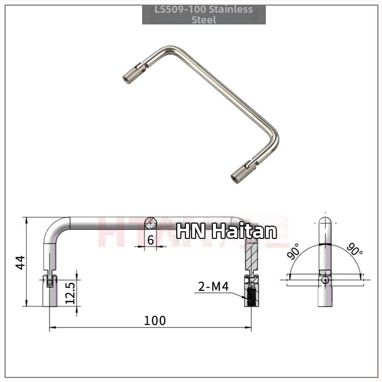 Drška za vrata ormara od nehrđajućeg čelika LS509, U‑oblik sklopiva s obje strane, unutarnji navoj 90°, kromirana
