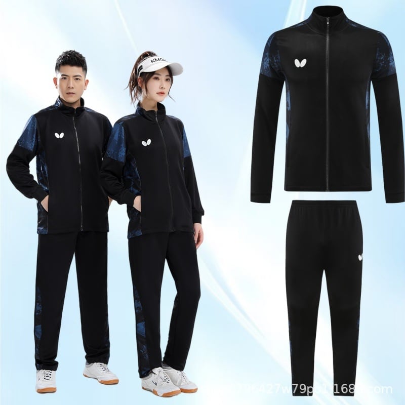 Комплект за тенис на маса: унисекс дълъг ръкав спортно яке с принт; памук‑смес 85% памук, подплата полиестер 100%; сезон зимно‑пролетно‑есенно