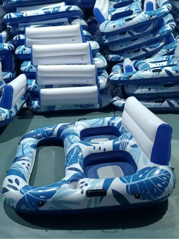 Dvostruka napuhljiva ležaljka s držačem za čašu, PVC, sklopiva, za otvoreno i bazen