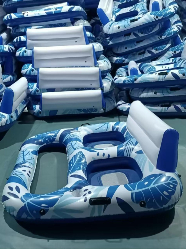 Dvostruka napuhljiva ležaljka s držačem za čašu, PVC, sklopiva, za otvoreno i bazen
