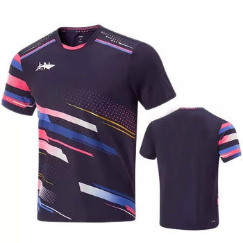 Asztalitenisz edző felső – rövid ujjú, uniszex, 100% poliészter anyag, kémiai rostok keveréke, nemzeti csapat stílus