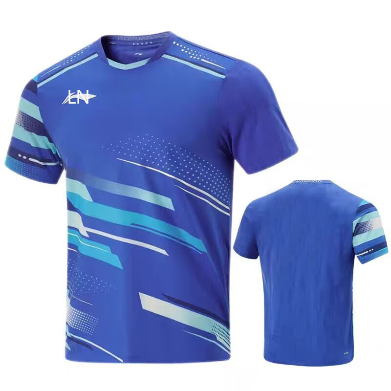 Asztalitenisz edző felső – rövid ujjú, uniszex, 100% poliészter anyag, kémiai rostok keveréke, nemzeti csapat stílus