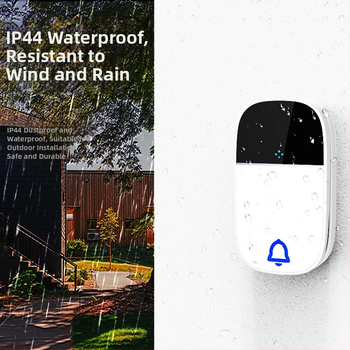 Bezdrôtový zvonček do dverí s akrylovým krytom, samovyživujúce napájanie (bez batérie), vodotesný, dlhý dosah a vysoká hlasitosť.