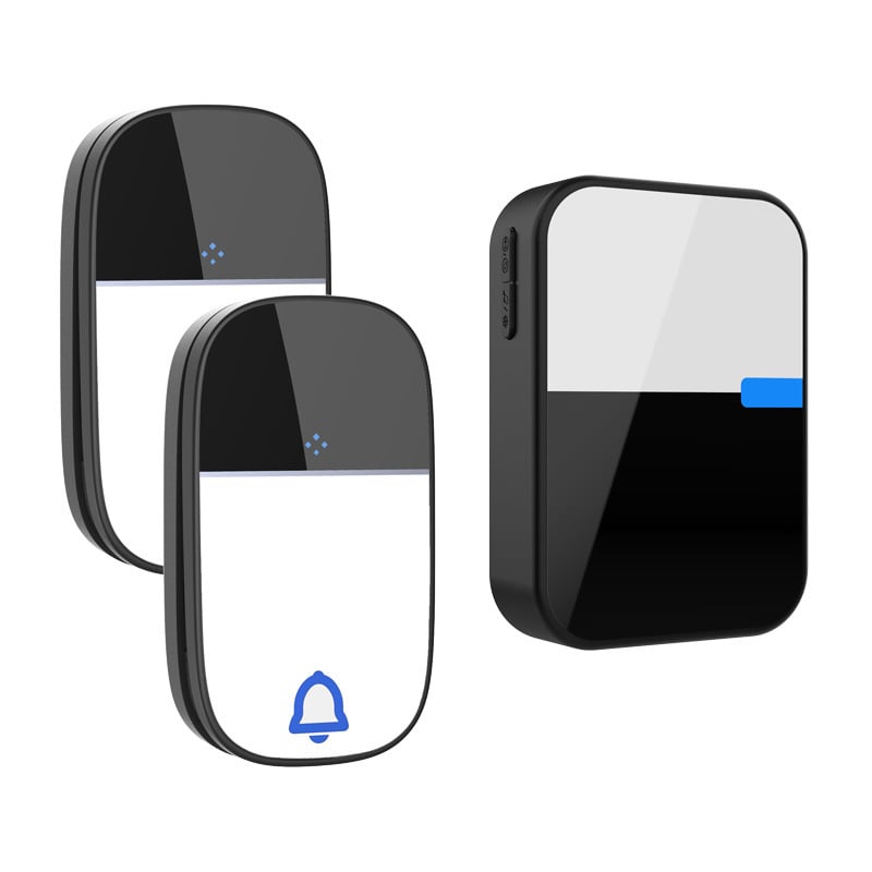 Безжичен звънец за врата с акрилен корпус, самогенериращо захранване (без батерия), водоустойчив, дълъг обхват и висок звук.