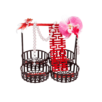 Centru de masă pentru nuntă – coș de fructe FG din plastic, cu model pătrat