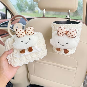 Coș de gunoi auto și cutie de șervețele 2-în-1, montat pe spatele banchetei, ABS, model 20250111582, prindere cu clic, compatibil cu consola centrală