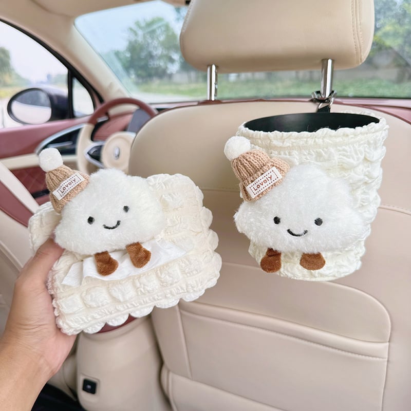 Coș de gunoi auto și cutie de șervețele 2-în-1, montat pe spatele banchetei, ABS, model 20250111582, prindere cu clic, compatibil cu consola centrală