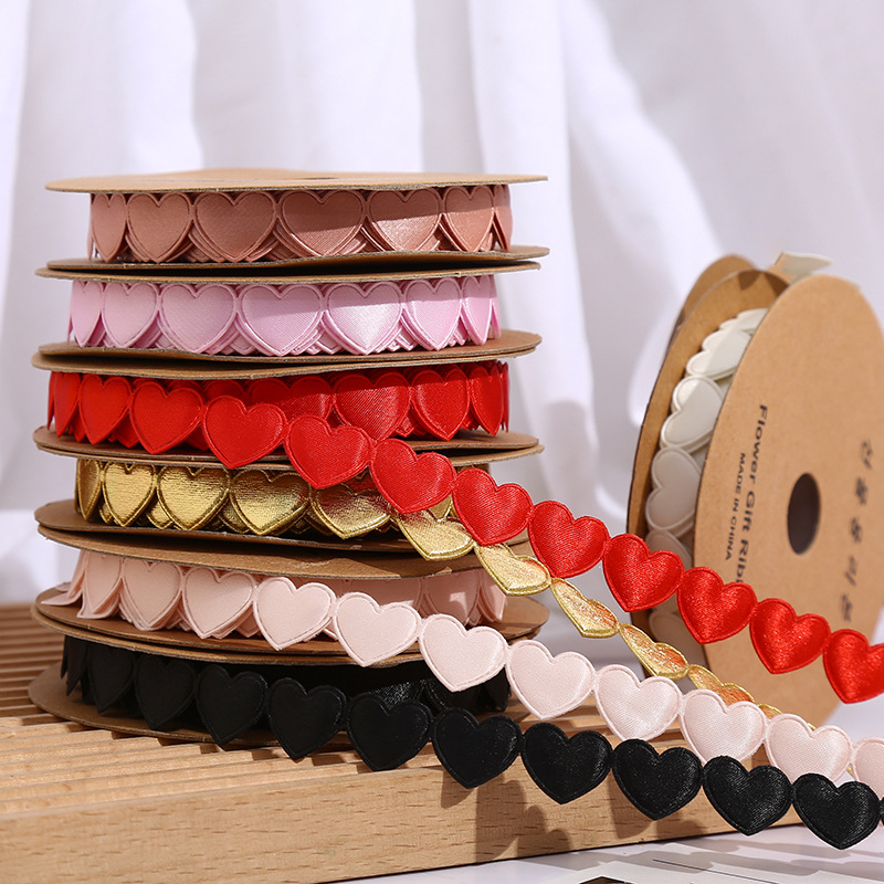  Panglică din poliester țesut cu inimă, pentru ambalarea florilor, a buchetelor și a cadourilor