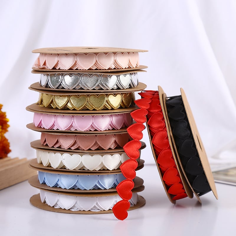  Panglică din poliester țesut cu inimă, pentru ambalarea florilor, a buchetelor și a cadourilor