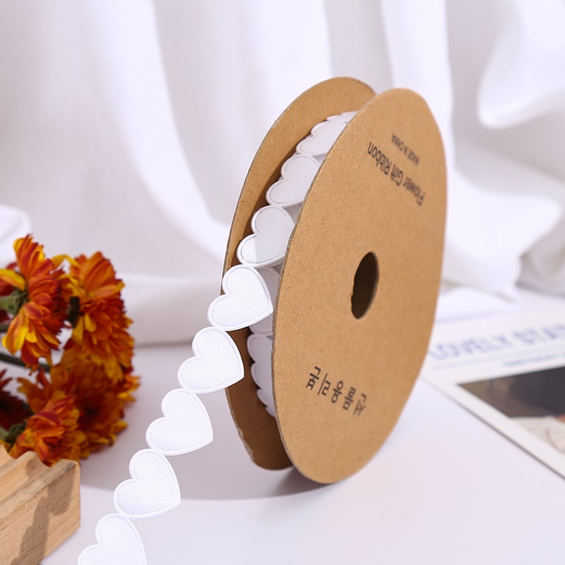  Panglică din poliester țesut cu inimă, pentru ambalarea florilor, a buchetelor și a cadourilor