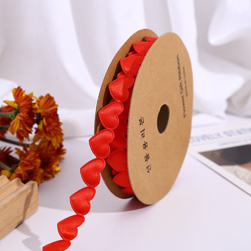  Panglică din poliester țesut cu inimă, pentru ambalarea florilor, a buchetelor și a cadourilor