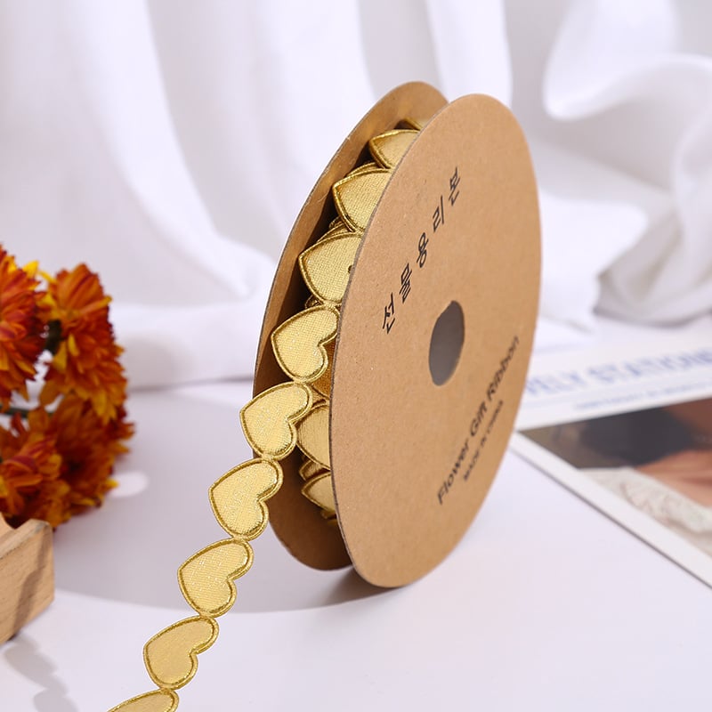  Panglică din poliester țesut cu inimă, pentru ambalarea florilor, a buchetelor și a cadourilor