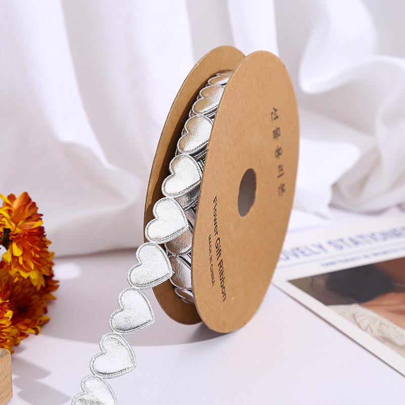  Panglică din poliester țesut cu inimă, pentru ambalarea florilor, a buchetelor și a cadourilor