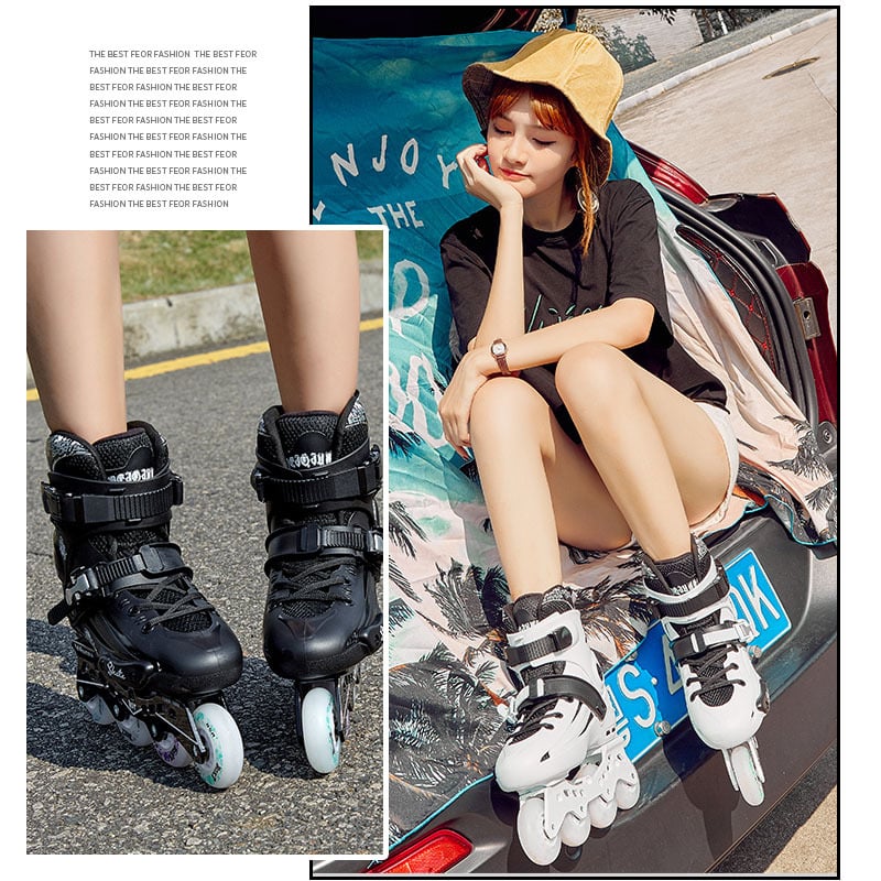 Role skate – unisex, partea superioară PP, roți PU, talpă din aliaj, un singur rând de roți