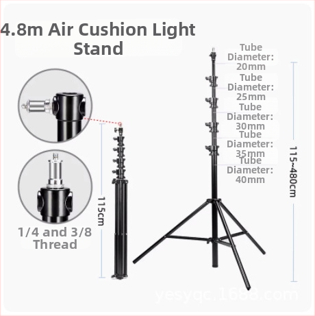 Stojan na štúdiovú lampu pre živé vysielanie 2.8 m | Hliníková zliatina | Nosnosť 6 kg | 3-dielny trojnožec | Značka Yuer