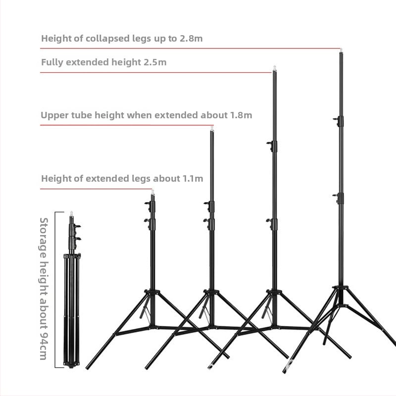 Stojan na štúdiovú lampu pre živé vysielanie 2.8 m | Hliníková zliatina | Nosnosť 6 kg | 3-dielny trojnožec | Značka Yuer
