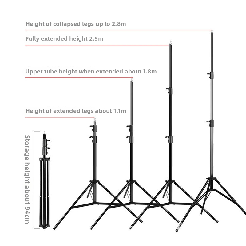 Stojan na štúdiovú lampu pre živé vysielanie 2.8 m | Hliníková zliatina | Nosnosť 6 kg | 3-dielny trojnožec | Značka Yuer