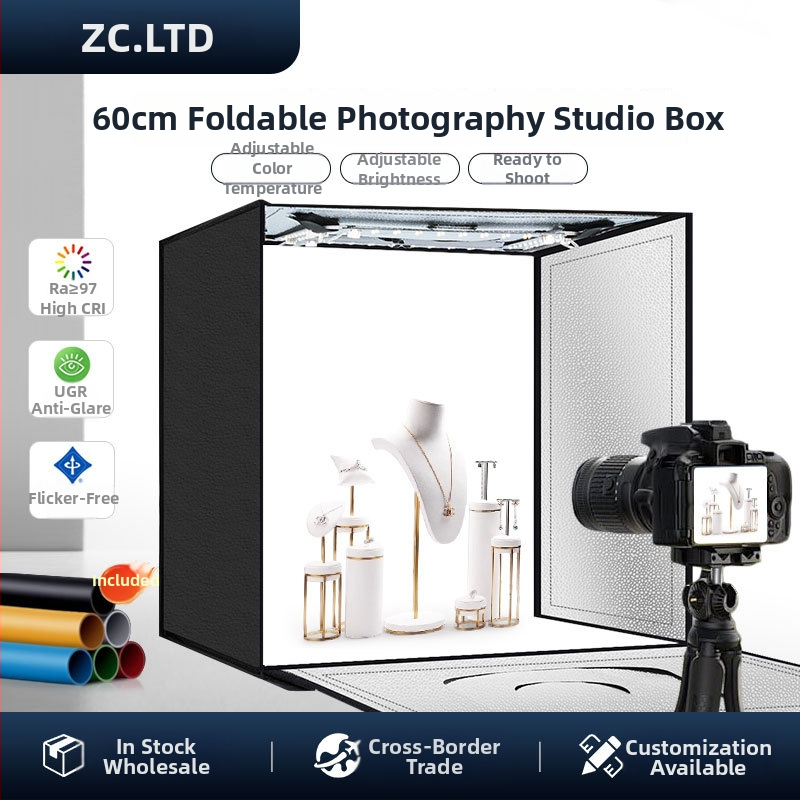 Skladací štúdiový svetelný box na fotografiu, model ZK-RY-04; materiál: blackout Oxford tkanina + reflexná hliníková tkanina; hmotnosť 4600 g; určené pre profesionálnu fotografiu