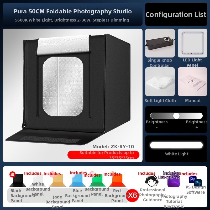 Skladací štúdiový svetelný box na fotografiu, model ZK-RY-04; materiál: blackout Oxford tkanina + reflexná hliníková tkanina; hmotnosť 4600 g; určené pre profesionálnu fotografiu