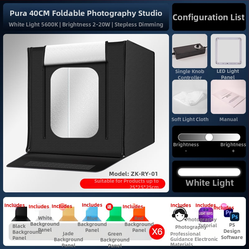 Skladací štúdiový svetelný box na fotografiu, model ZK-RY-04; materiál: blackout Oxford tkanina + reflexná hliníková tkanina; hmotnosť 4600 g; určené pre profesionálnu fotografiu