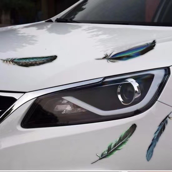 Genhiko auto naljepnica s motivom pera i lista za pokrivanje ogrebotina, vodootporna i UV zaštita; ugradnja pomoću vakuumske čašice