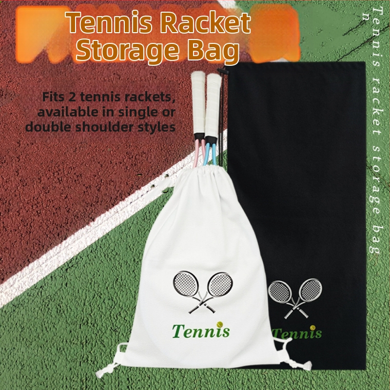 Taška na tenisovú raketu so šnúrkou na zatváranie, cez rameno, veľká kapacita, potlač