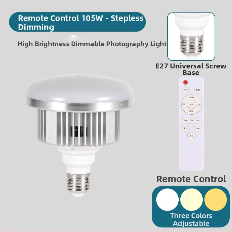 Επαγγελματικό φως φωτογράφισης με υποδοχή E27, 3 ρυθμίσεις θερμοκρασίας χρώματος, ρύθμιση φωτεινότητας, εμβέλεια 2 μ, 110–220 V