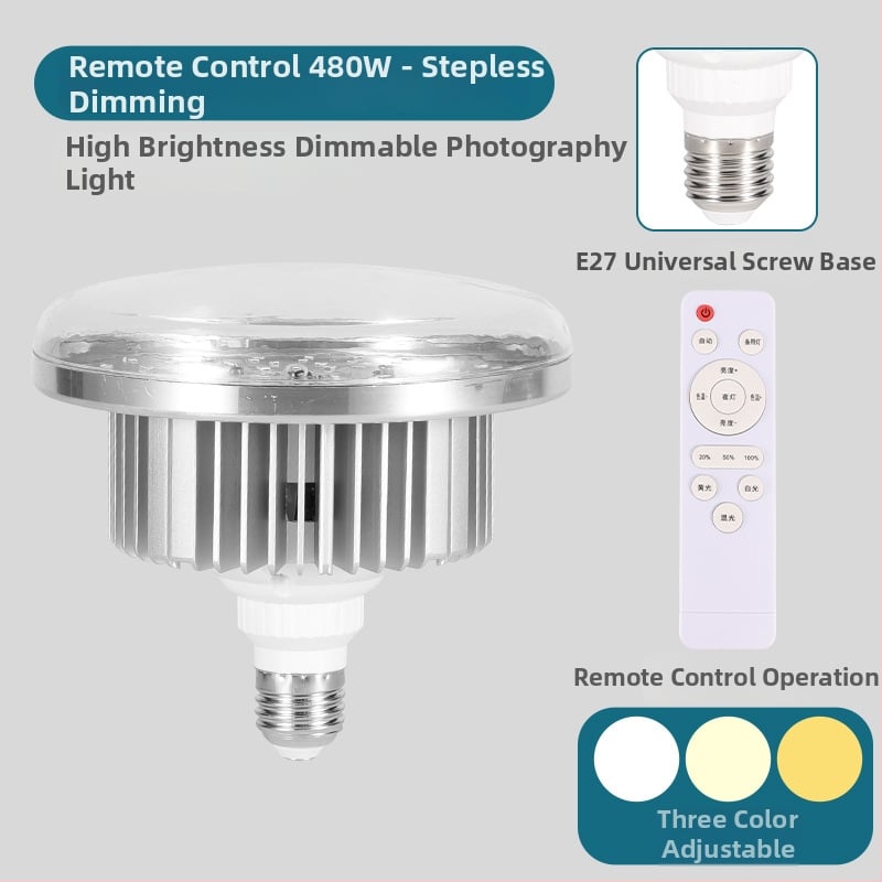 Επαγγελματικό φως φωτογράφισης με υποδοχή E27, 3 ρυθμίσεις θερμοκρασίας χρώματος, ρύθμιση φωτεινότητας, εμβέλεια 2 μ, 110–220 V