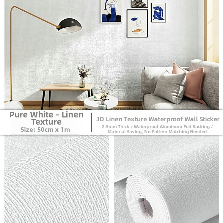 Zidna naljepnica s teksturom platna, samoljepljiva, vodootporna i otporna na vlagu, dekorativni zidni naljepnica; materijal: Xpe pjena; uzorci: jednobojni, oblaci, zvjezdano nebo; 1 komad; pogodno za ured i stambene prostore; moderan ravni stil