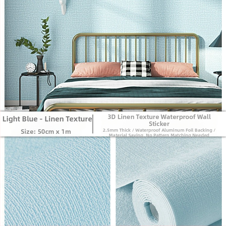 Zidna naljepnica s teksturom platna, samoljepljiva, vodootporna i otporna na vlagu, dekorativni zidni naljepnica; materijal: Xpe pjena; uzorci: jednobojni, oblaci, zvjezdano nebo; 1 komad; pogodno za ured i stambene prostore; moderan ravni stil