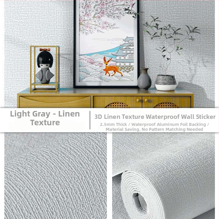 Zidna naljepnica s teksturom platna, samoljepljiva, vodootporna i otporna na vlagu, dekorativni zidni naljepnica; materijal: Xpe pjena; uzorci: jednobojni, oblaci, zvjezdano nebo; 1 komad; pogodno za ured i stambene prostore; moderan ravni stil