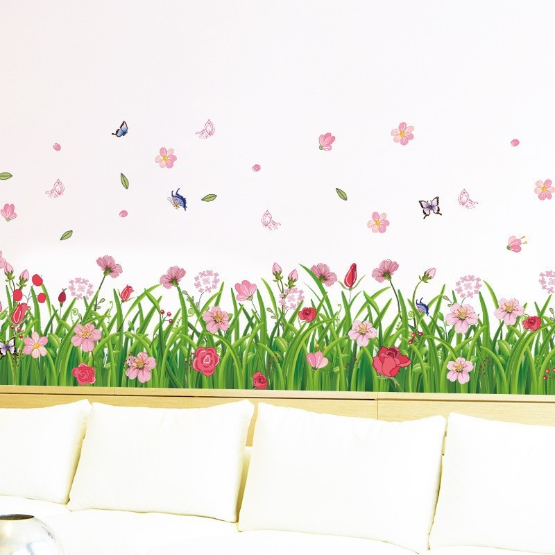 PVC vodootporna zidna naljepnica s motivom biljaka i cvijeća, za dnevni boravak, 1 komad, moderni minimalistički stil