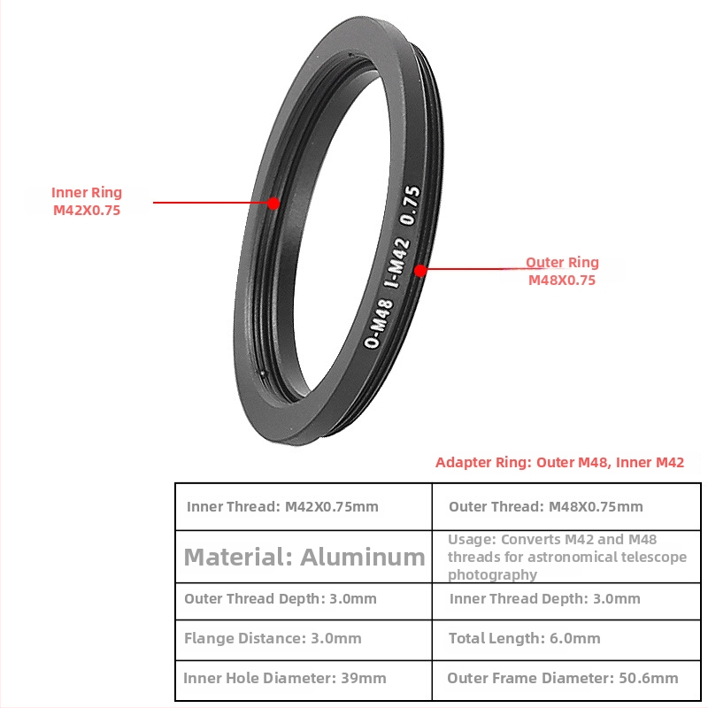 Star Edge Dvojstranný adaptér M48/M42 pre fotografovanie astronomickým ďalekohľadom