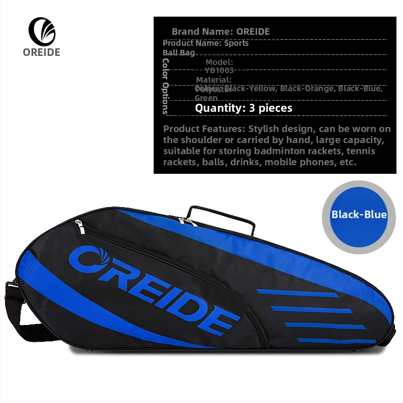 Oreide badminton- és tenisz ütőtáska váll- vagy keresztpánttal – Oxford anyag, poliészter külső, nyomtatott logó, felnőtteknek