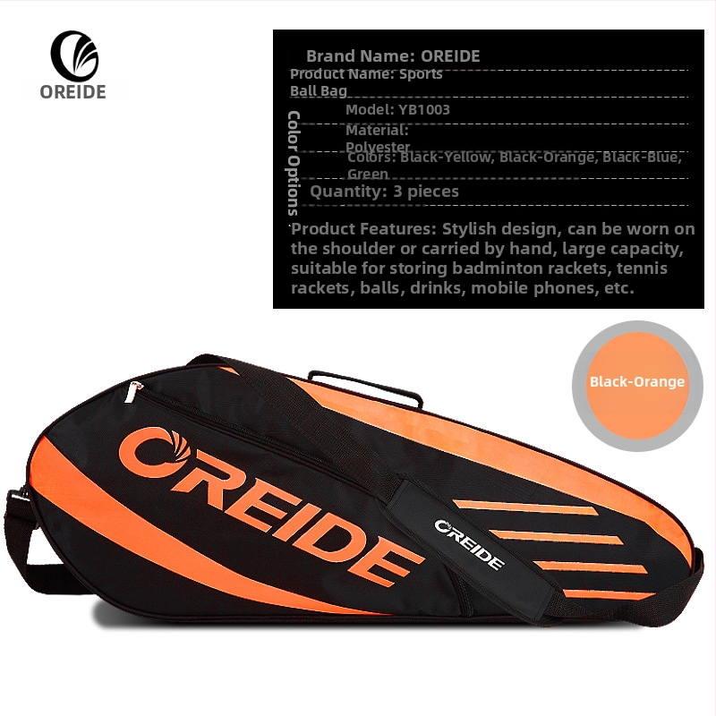 Oreide badminton- és tenisz ütőtáska váll- vagy keresztpánttal – Oxford anyag, poliészter külső, nyomtatott logó, felnőtteknek