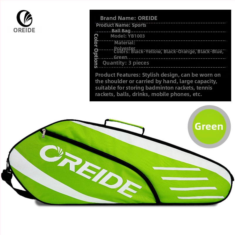 Oreide badminton- és tenisz ütőtáska váll- vagy keresztpánttal – Oxford anyag, poliészter külső, nyomtatott logó, felnőtteknek