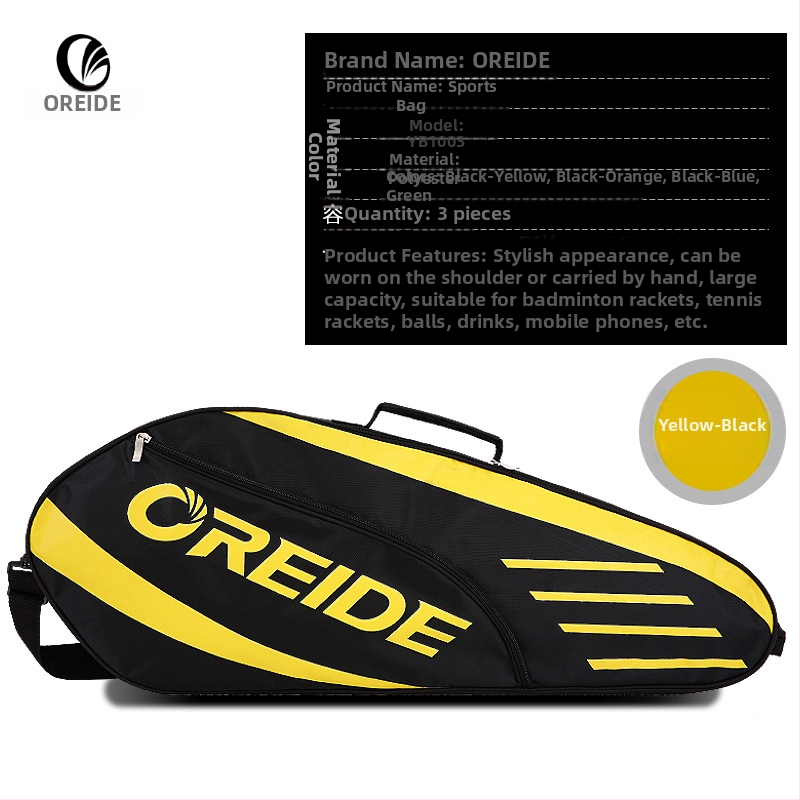 Oreide badminton- és tenisz ütőtáska váll- vagy keresztpánttal – Oxford anyag, poliészter külső, nyomtatott logó, felnőtteknek