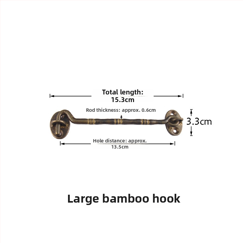 Mosadzny oknový hák a zámok, leštený a patinovaný povrch, Nový čínsky štýl