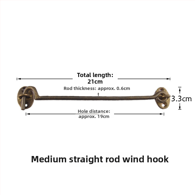 Mosadzny oknový hák a zámok, leštený a patinovaný povrch, Nový čínsky štýl