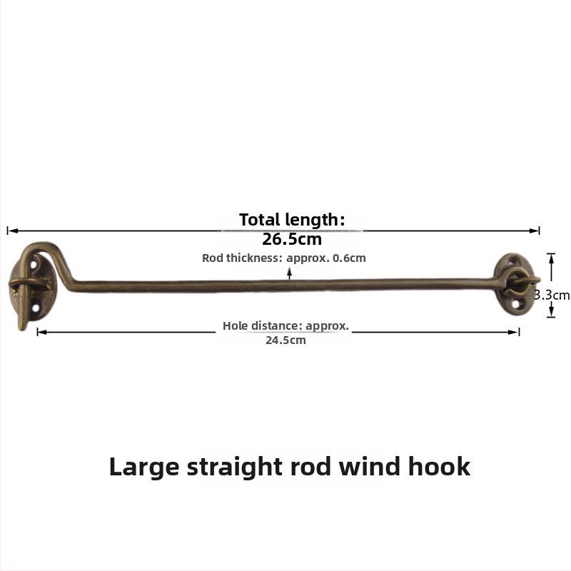 Mosadzny oknový hák a zámok, leštený a patinovaný povrch, Nový čínsky štýl