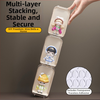 Priehľadná akrylová vitrína na figúrky a LEGO — prachotesná, moderný minimalistický dizajn; prispôsobenie k dispozícii; tlač loga