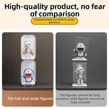 Priehľadná akrylová vitrína na figúrky a LEGO — prachotesná, moderný minimalistický dizajn; prispôsobenie k dispozícii; tlač loga