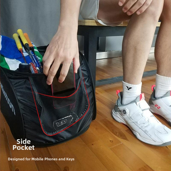 Torba za badminton s četiri odjeljka, sklopiva, lagana za nošenje, mrežasta, višefunkcionalna, crna