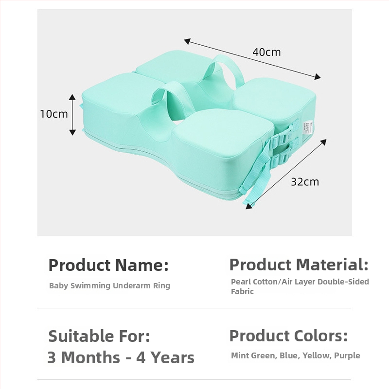 Nafukovací plávací kruh pre bábätká s ochranou proti prevráteniu pod pažou, vhodný na plávanie a kúpanie