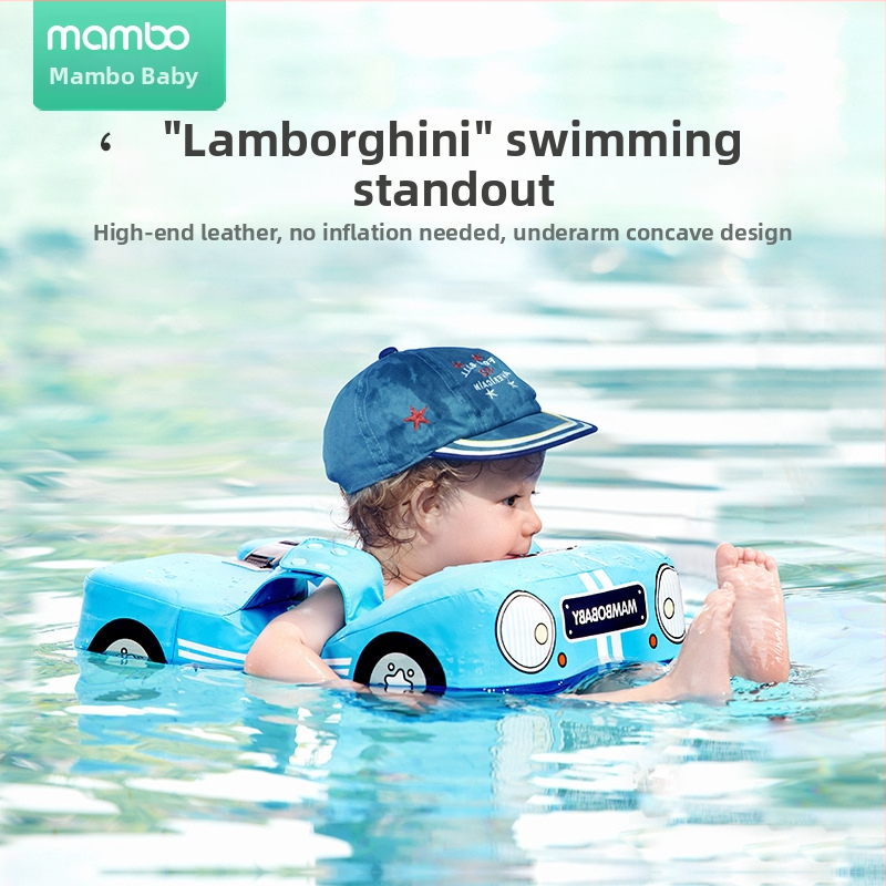 Mambobaby detský nafukovací plávací kruh — PU tkanina obal + Pearl Foam vnútro, určené na plávanie