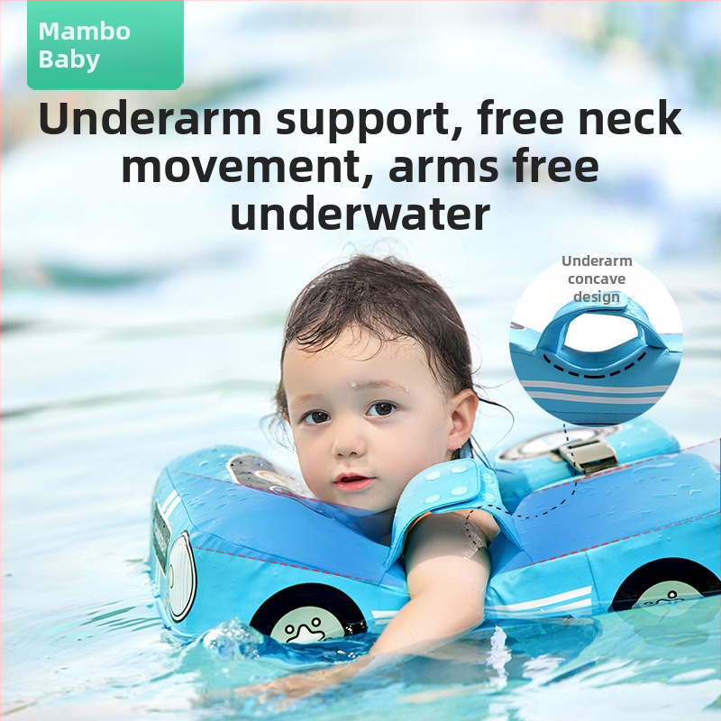 Mambobaby detský nafukovací plávací kruh — PU tkanina obal + Pearl Foam vnútro, určené na plávanie