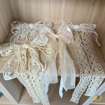 Dantelă pentru perdea cu fundață perlată și nod de mărgele, decor pentru perdele din plasă, personalizabil, stil nou chinezesc