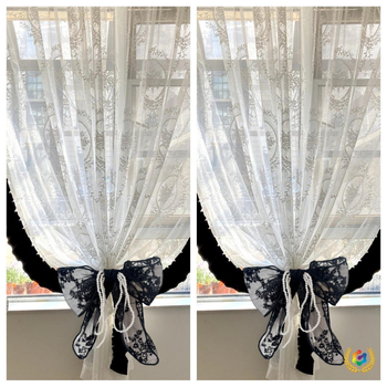 Dantelă pentru perdea cu fundață perlată și nod de mărgele, decor pentru perdele din plasă, personalizabil, stil nou chinezesc