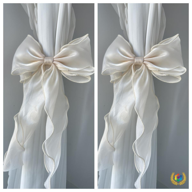 Dantelă pentru perdea cu fundață perlată și nod de mărgele, decor pentru perdele din plasă, personalizabil, stil nou chinezesc